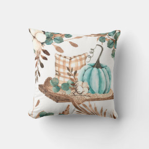 Aquarellherbst nahtloses Muster mit farbigem Pu Kissen