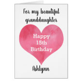 Aquarellherz 15. Geburtstagsfeier Enkeltochter (Vorne)