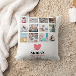 Aquarellherz Baby's First Year Foto Collage Kissen