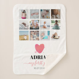 Aquarellherz Baby's First Year Foto Collage Sherpadecke