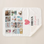 Aquarellherz Baby's First Year Foto Collage Sherpadecke (Vorderseite (Horizontal))