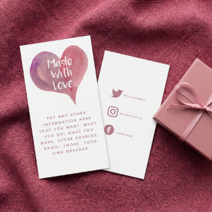 Aquarellherz, hergestellt aus Liebe und sozialen V Begleitkarte