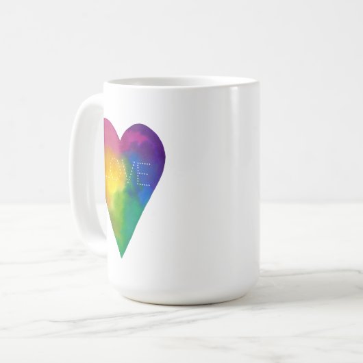Aquarellherz "Liebe" Kaffeetasse (Vorderseite Links)