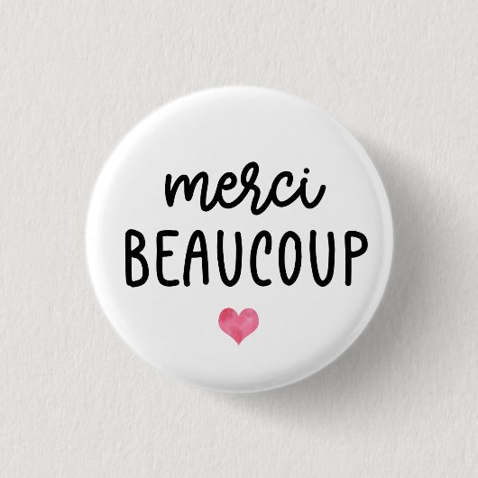 Aquarellherz Merci Beacoup Button (Vorderseite)