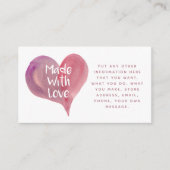 Aquarellherz mit Liebe Soziallinks Icons Begleitkarte (Vorderseite)