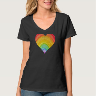 Aquarellherz-Regenbogen Vintag Retro 80er Frauen T-Shirt
