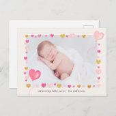 Aquarellherzen farbenfrohe Foto Feiertagspostkarte (Vorne/Hinten)