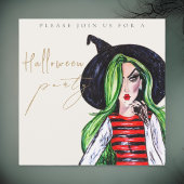Aquarellhexe Einladung zum Halloween-Party