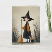 Aquarellhexe Illustration Whimsikales Halloween Karte (Vorderseite)
