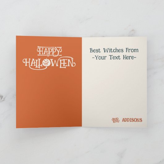 Aquarellhexe und Kürbislaternen glückliches Hallow Karte (Innenseite)