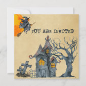 Aquarellhexen Goblins Halloween Party der Kostüme Einladung (Vorderseite)