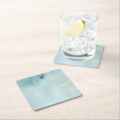 Aquarellhintergrund in Pastellblauem und gelb Rechteckiger Pappuntersetzer (Vor Ort)