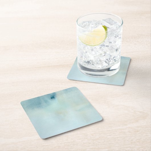 Aquarellhintergrund in Pastellblauem und gelb Rechteckiger Pappuntersetzer (Vor Ort)