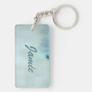 Aquarellhintergrund in Pastellblauem und gelb Schlüsselanhänger