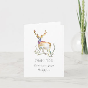 Aquarellhirsch rustikale Waldhochzeit Danke