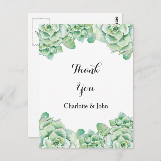 Aquarellhochzeit Vielen Dank Postkarte (Vorne/Hinten)