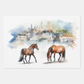 Aquarellhorn-Portrait mit pastellfarbenem Hintergr Geschenkpapier Set (Vorderseite)