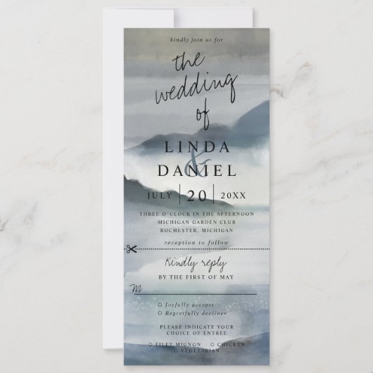 Aquarellhügel Hochzeit laden wir uAwg Einladung (Vorderseite)