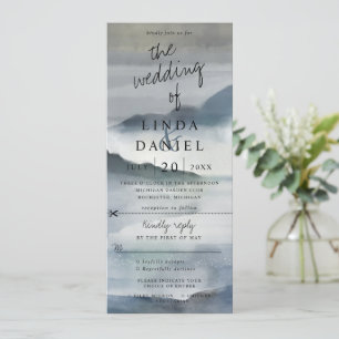 Aquarellhügel Hochzeit laden wir uAwg Einladung