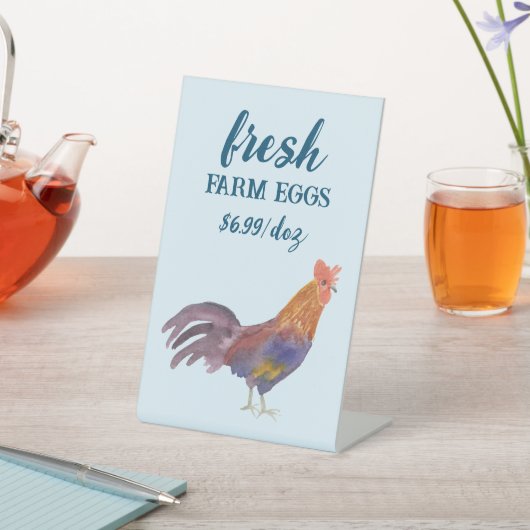 Aquarellhühner & Eier zum Verkauf CUSTOM Sockelschild (In SItu)
