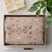 Aquarellhühner Print-Rose Gold Seidenpapier (Geschenk)