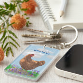 Aquarellhühner und Wildblumen Schlüsselanhänger (Vorderseite rechts)