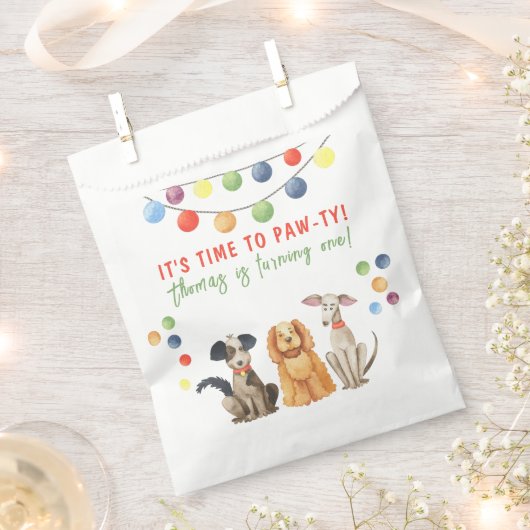 Aquarellhund Erster Geburtstag Geschenktütchen (Ausgeschnitten)