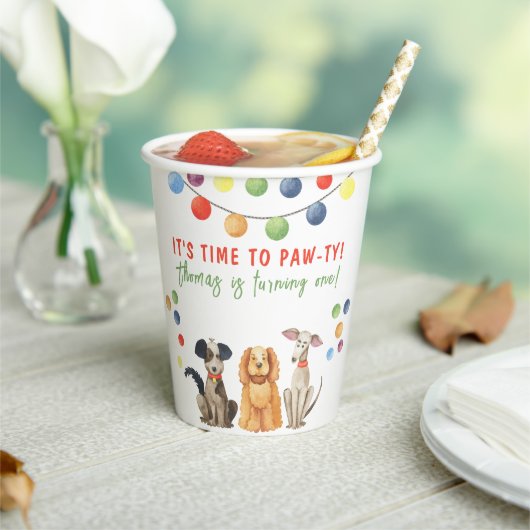 Aquarellhund Erster Geburtstag Pappbecher (In Situ)