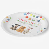 Aquarellhund Erster Geburtstag Pappteller (Schrägansicht)