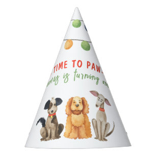 Aquarellhund Erster Geburtstag Partyhütchen