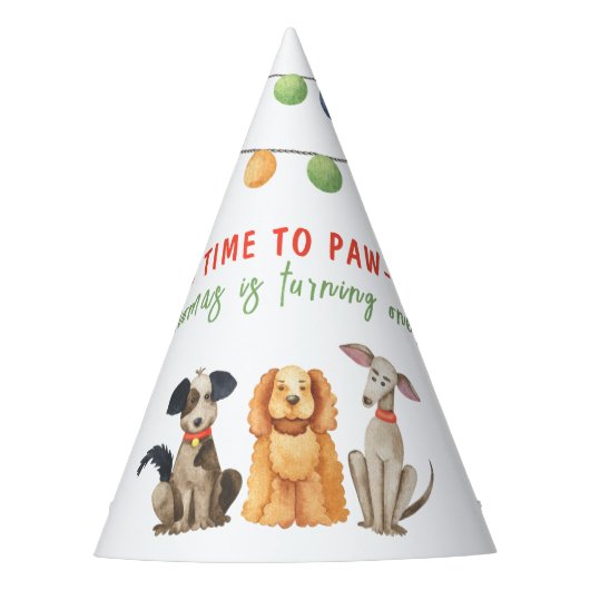 Aquarellhund Erster Geburtstag Partyhütchen (Vorderseite)