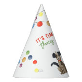 Aquarellhund Erster Geburtstag Partyhütchen (Links)