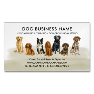 Aquarellhund Grooming Walking Sitting Boarding Magnetische Visitenkarte