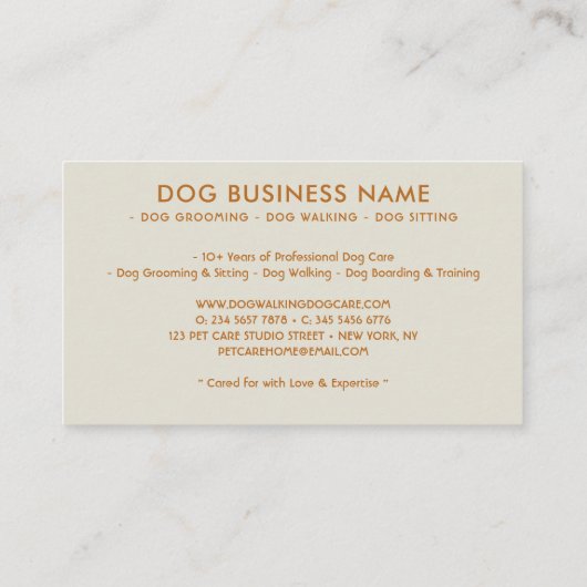 Aquarellhund Grooming Walking Sitting Boarding Visitenkarte (Rückseite)