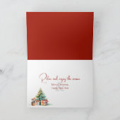 Aquarellhund Hinter Weihnachtsgeschenken Karte (Innenseite)