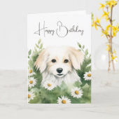 Aquarellhund in der Tageszeit Karte (Gelbe Blume)