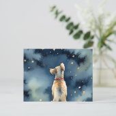Aquarellhund mit Stars Beileid Postkarte (Stehend Vorderseite)