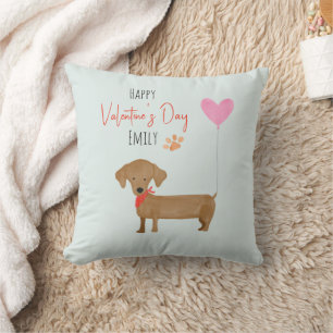 Aquarellhund Valentinstag Kissen