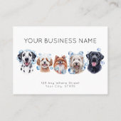 Aquarellhunde-Blasen mit Visitenkarte, weiß Terminkarte (Rückseite)