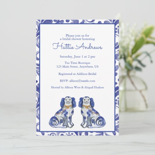 Aquarellhunde Einladung (Stehend Vorderseite)