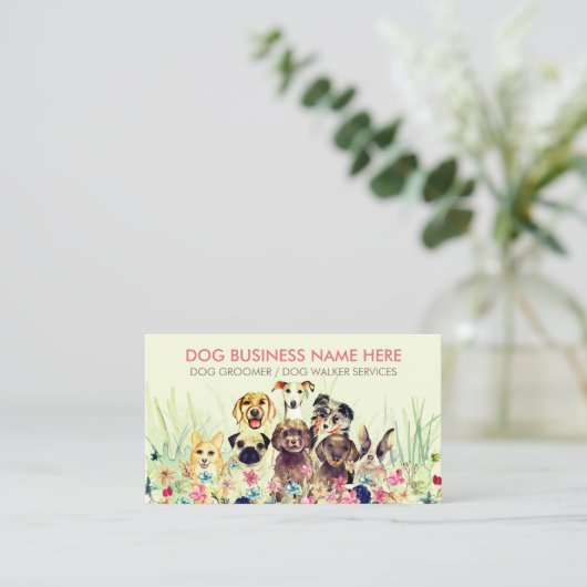 Aquarellhunde wachsen visitenkarte (Stehend Vorderseite)