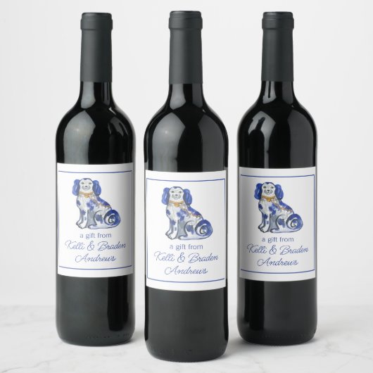 Aquarellhunde Weinetikett (Flaschen)