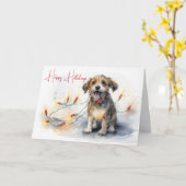 Aquarellhündin in Urlaubsbeleuchtung gewickelt Karte (Gelbe Blume)