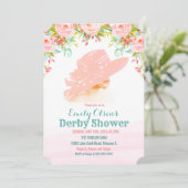 Aquarellhut Floral Derby Dusche Einladung (Stehend Vorderseite)