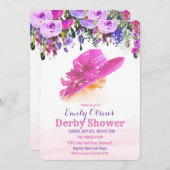 Aquarellhut Floral Derby Dusche Einladung (Vorne/Hinten)