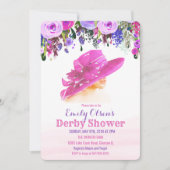 Aquarellhut Floral Derby Dusche Einladung (Vorderseite)