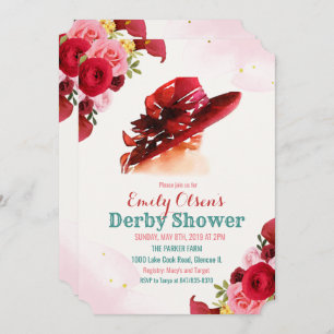 Aquarellhut Floral Derby Dusche Einladung