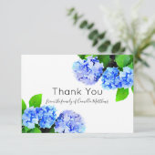 Aquarellhydrangeas-Blumentrauerfall danken Ihnen Dankeskarte (Stehend Vorderseite)
