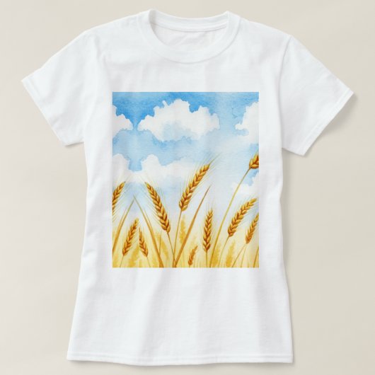 Aquarellillustration eines Weizenfeldes T-Shirt (Design vorne)