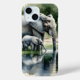 Aquarellillustration von Mama und Baby Elephant Case-Mate iPhone Hülle